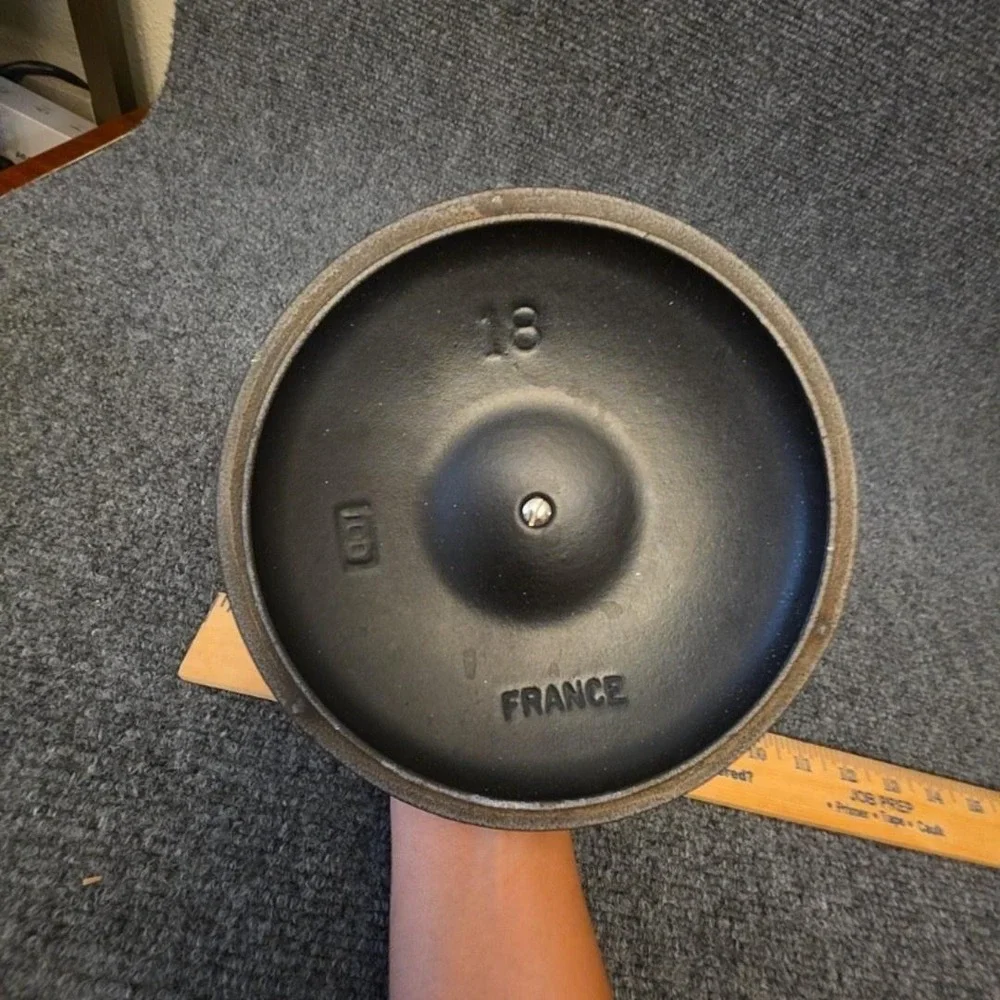 Le Creuset 18 Round Lid Stainless Knob Flame Orange Enamel Cast Iron France
